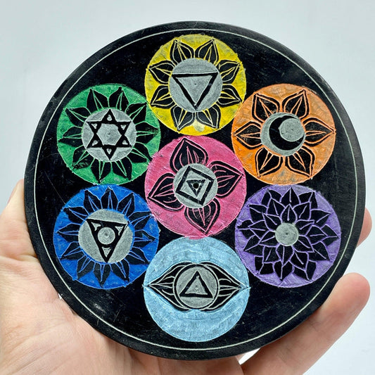 Chakra Symbols Soapstone Incense Holder-Nature's Treasures