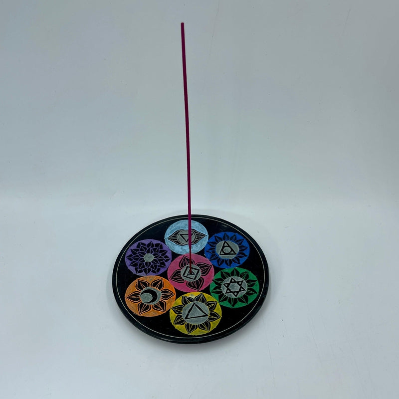 Chakra Symbols Soapstone Incense Holder-Nature's Treasures