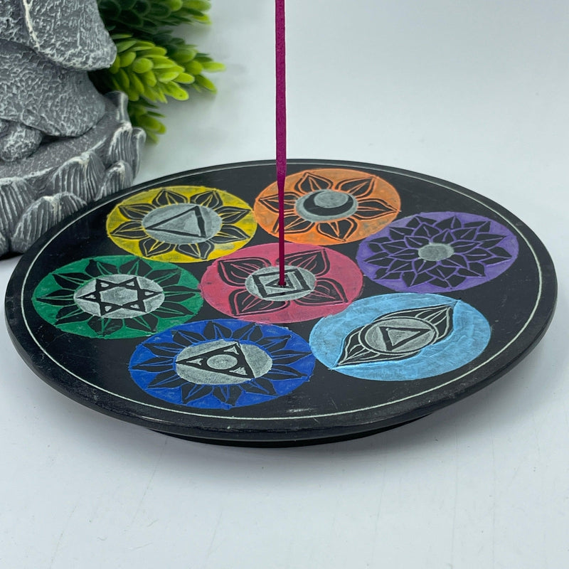 Chakra Symbols Soapstone Incense Holder