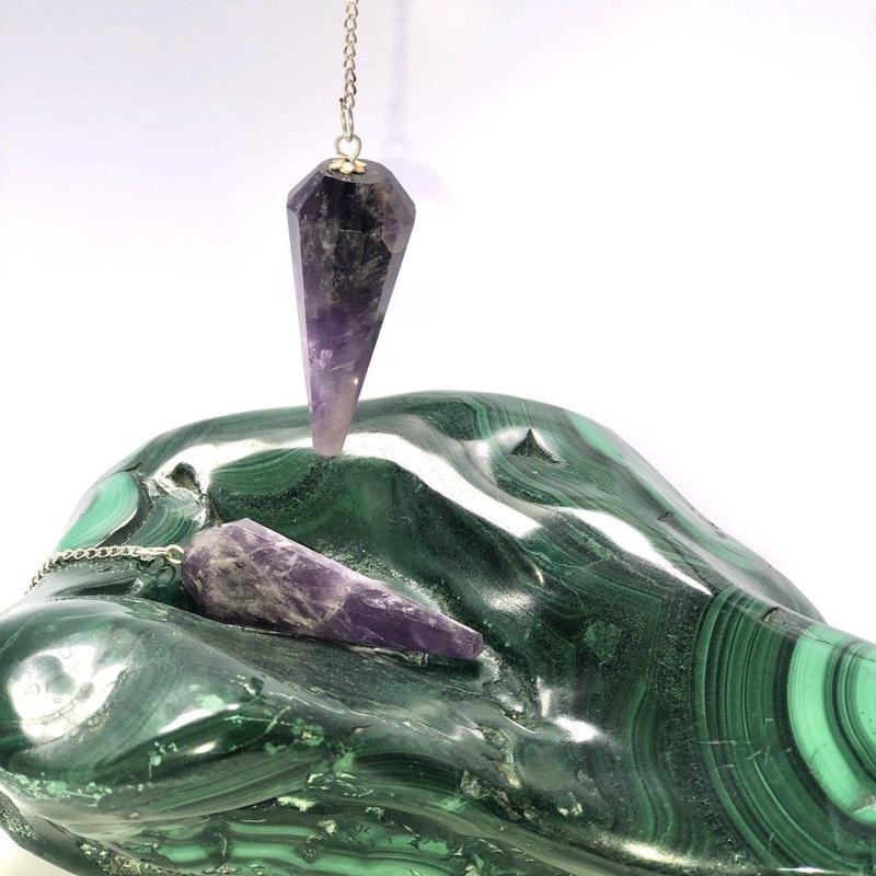 Chevron Amethyst Crystal Pendulum-Nature's Treasures