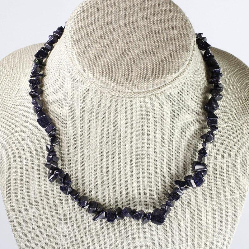 Chip Necklace Choker - Blue Goldstone