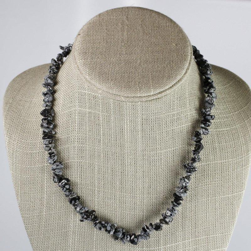 Chip Necklace Choker - Snowflake Obsidian