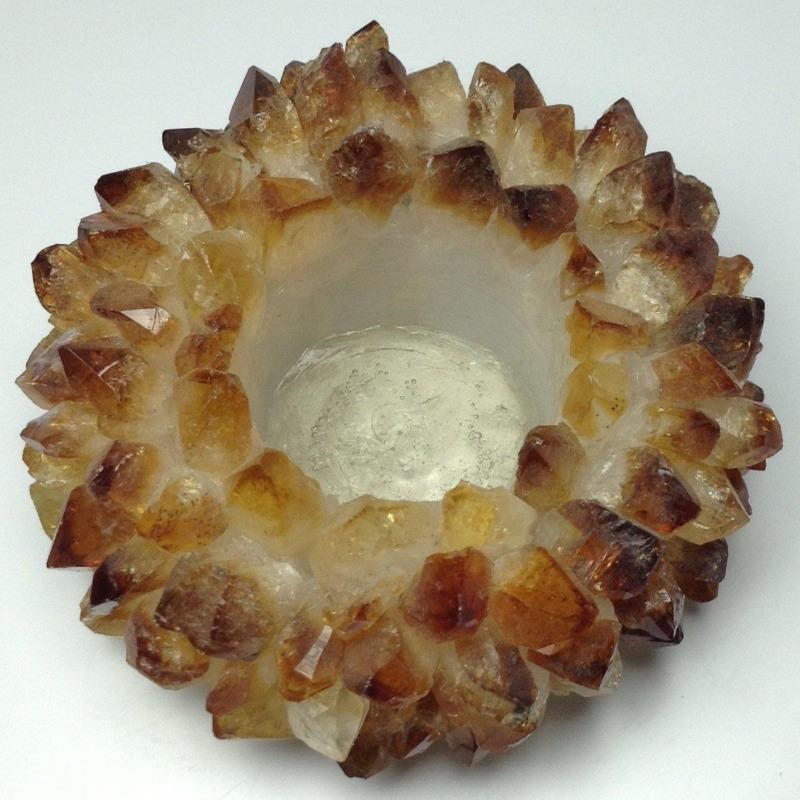 Citrine Crystal Crown Tea Light Holders - Abundance