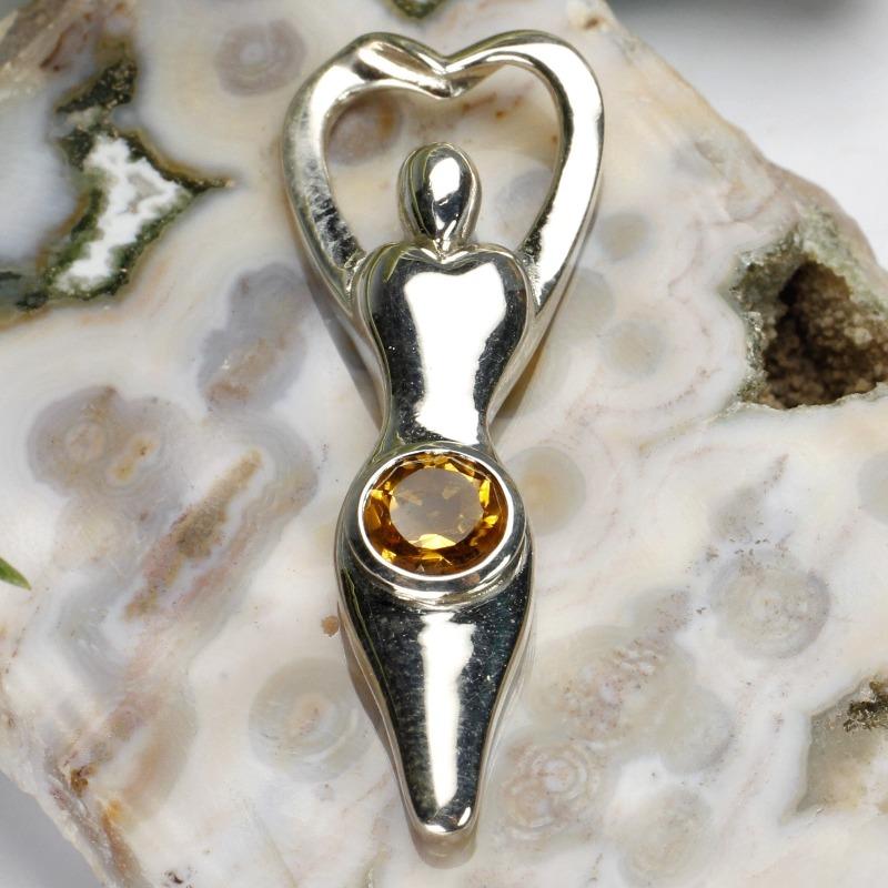 Citrine Goddess Pendant || .925 Sterling Silver-Nature's Treasures