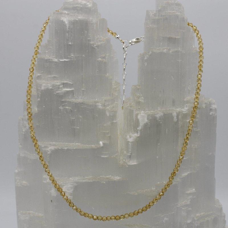 Citrine Medium Dainty 3mm Faceted Necklace || .925 Sterling Silver-Nature's Treasures