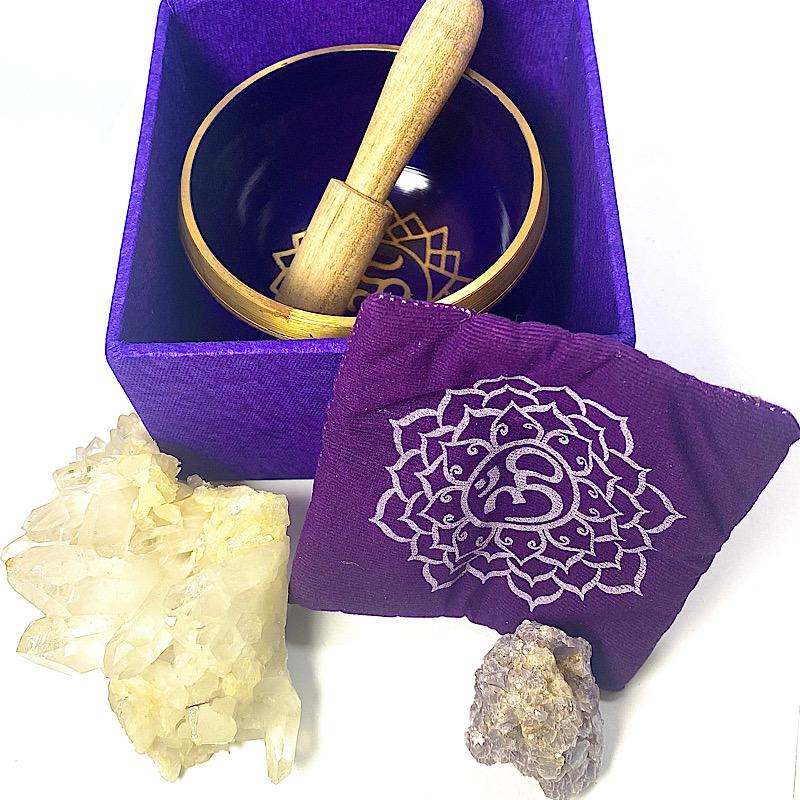 Classic Metal Singing Bowl Set || Chakra Symbols And Music Notes Correlations 3.5"-Nature's Treasures