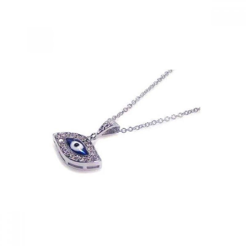 Clear Evil Eye Protection Pendant and Necklace || .925 Sterling Silver-Nature's Treasures