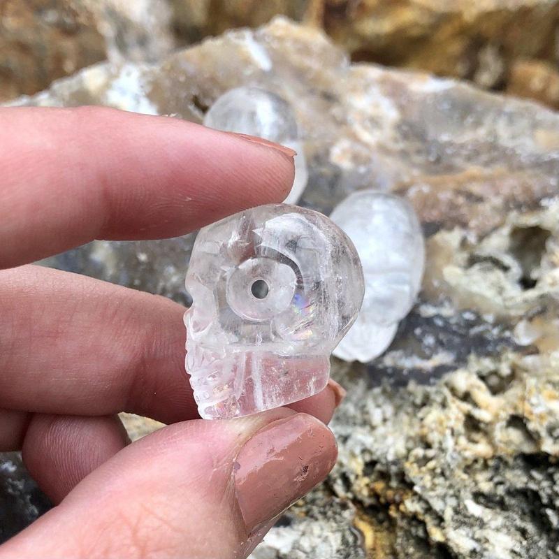 Clear Quartz Skull Drilled Pendant - Mini-Nature's Treasures