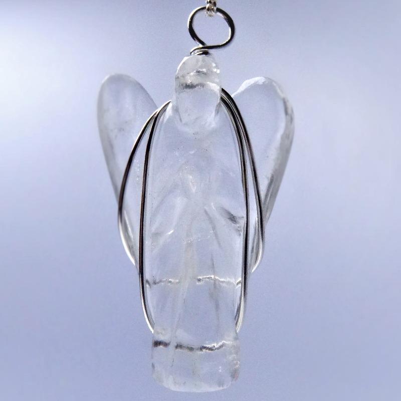 Clear Quartz Wire Wrapped Angel Pendant-Nature's Treasures