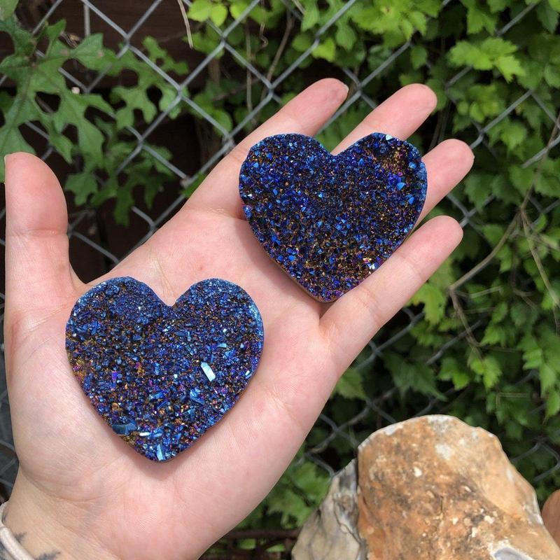 Cobalt Aura Amethyst Heart Cluster-Nature's Treasures