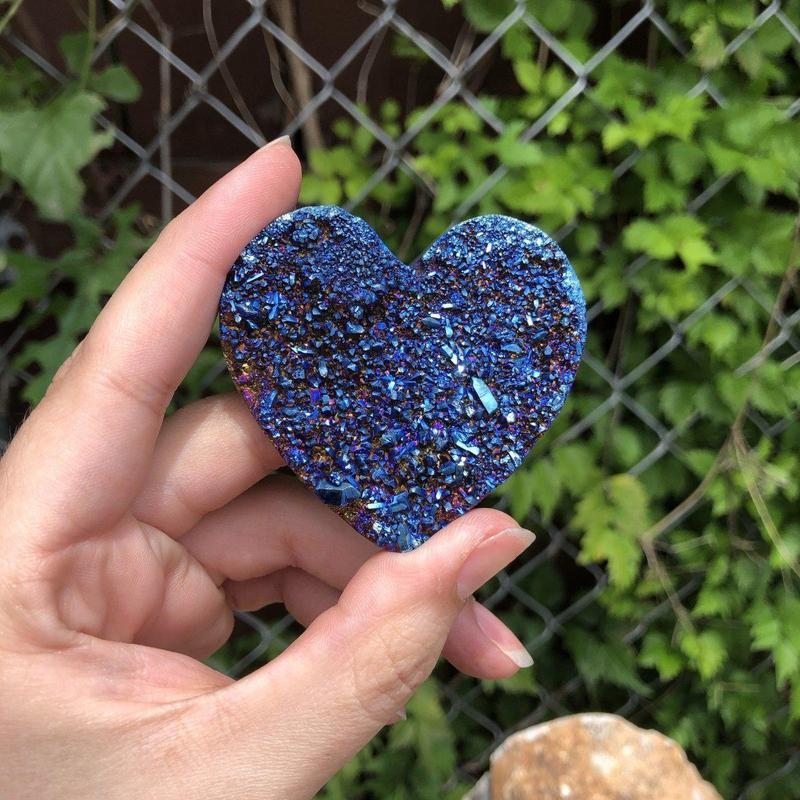 Cobalt Aura Amethyst Heart Cluster-Nature's Treasures