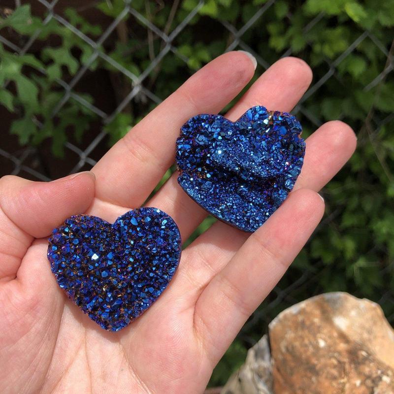 Cobalt Aura Amethyst Heart Cluster-Nature's Treasures