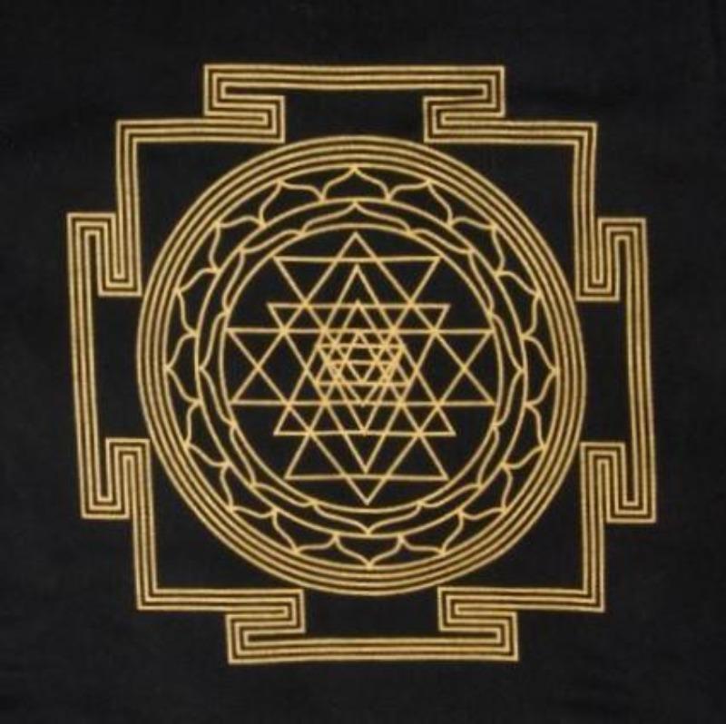 Cotton Crystal Grid Mat with Sri Yantra
