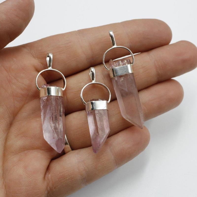 Cranberry Lemurian Seed Quartz Point Pendant || .925 Sterling Silver-Nature's Treasures