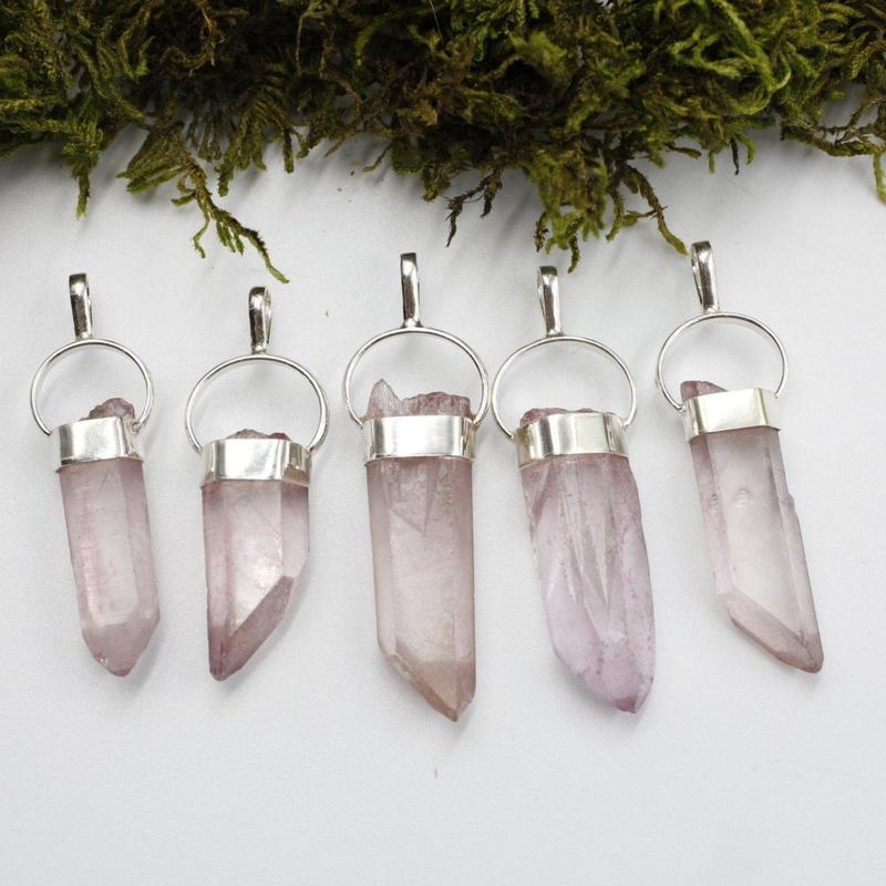 Cranberry Lemurian Seed Quartz Point Pendant || .925 Sterling Silver-Nature's Treasures