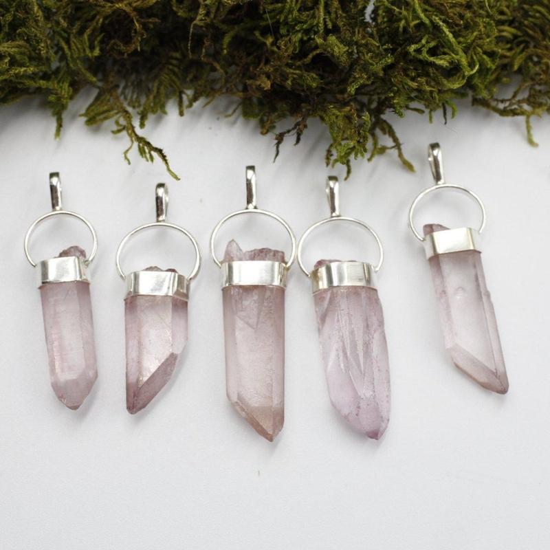 Cranberry Lemurian Seed Quartz Point Pendant || .925 Sterling Silver-Nature's Treasures