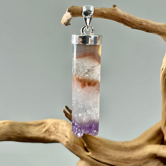 Cylinder Amethyst Pendant Brazil || .925 Sterling Silver-Nature's Treasures