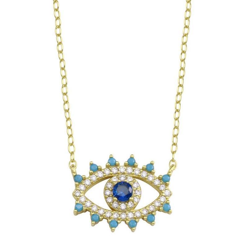 Dainty Gold Plated Evil Eye CZ Heart Protection Necklace || .925 Sterling Silver-Nature's Treasures
