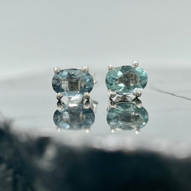 Dainty Green Fluorite Stud Earrings || .925 Sterling Silver-Nature's Treasures