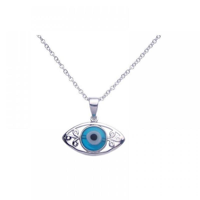 Dainty Powerful Evil Eye Protection Filigree CZ Necklace  || .925 Sterling Silver