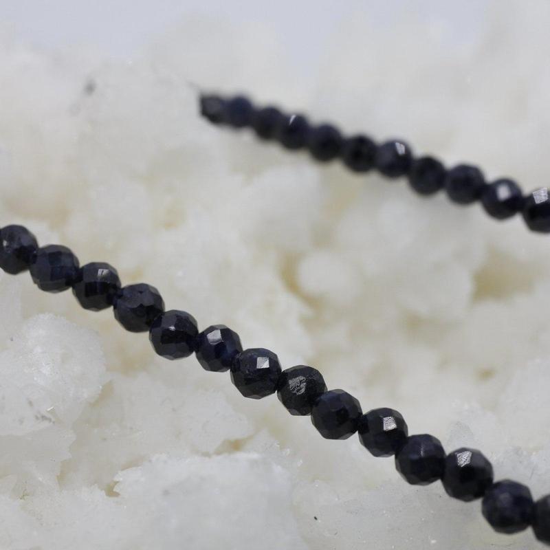 Dark Blue Sapphire Dainty Faceted Necklace || .925 Sterling Silver-Nature's Treasures