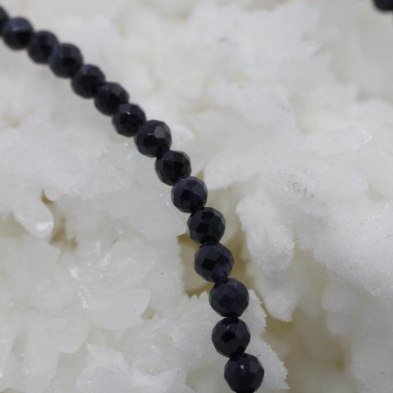 Dark Blue Sapphire Dainty Faceted Necklace || .925 Sterling Silver-Nature's Treasures