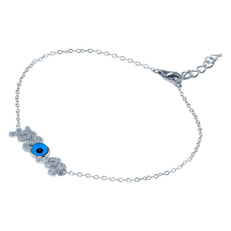 Darling Mom Blue Evil Eye Protection Bracelet CZ || .925 Sterling Silver-Nature's Treasures