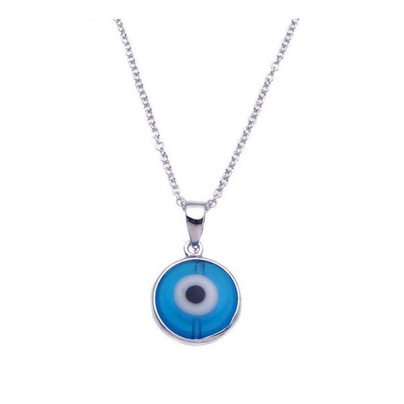 Darling Rhodium Plated Blue Evil Eye Protection Necklace || .925 Sterling Silver-Nature's Treasures