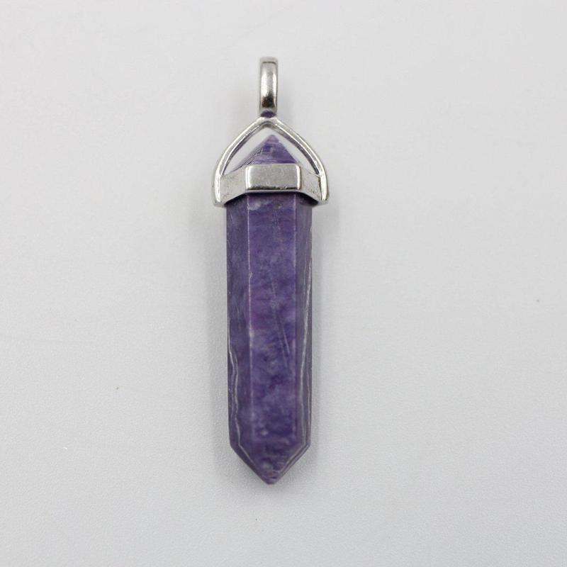 Double Terminated Charoite Hexagon Pendants || .925 Sterling Silver-Nature's Treasures