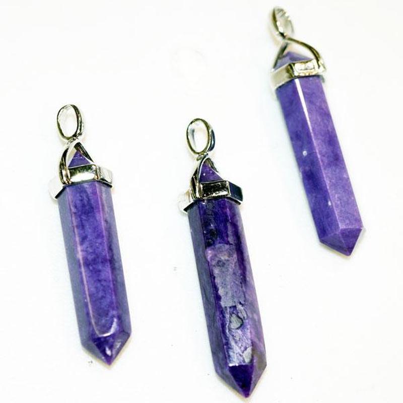 Double Terminated Charoite Hexagon Pendants || .925 Sterling Silver-Nature's Treasures