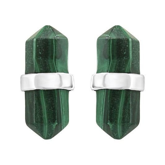 Double Terminated Malachite Earrings || .925 Sterling Silver-Nature's Treasures