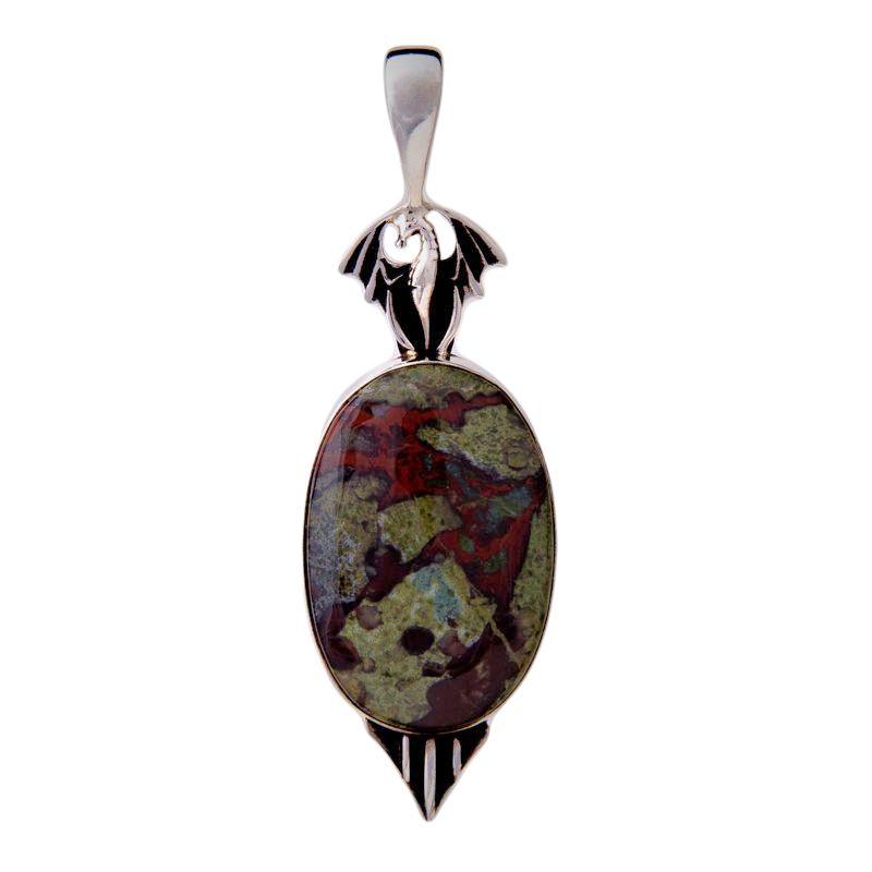 Dragon Blood Stone Pendant - Sterling Silver || .925 Sterling Silver-Nature's Treasures