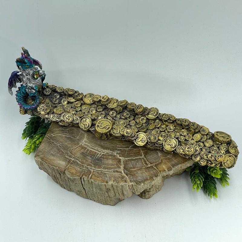 Dragon Guardian And Mound Of Coins Incense Holder || Prosperity, Protection, New Beginnings-Nature's Treasures