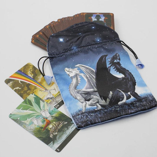 "Dragon Tarot Bag" Dupion Silk Drawstring Accessory Bag-Nature's Treasures