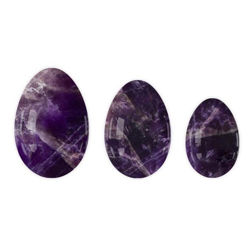 Drilled Polished Yoni Egg Set - Amethyst, Sacred Feminine Health-Nature's Treasures