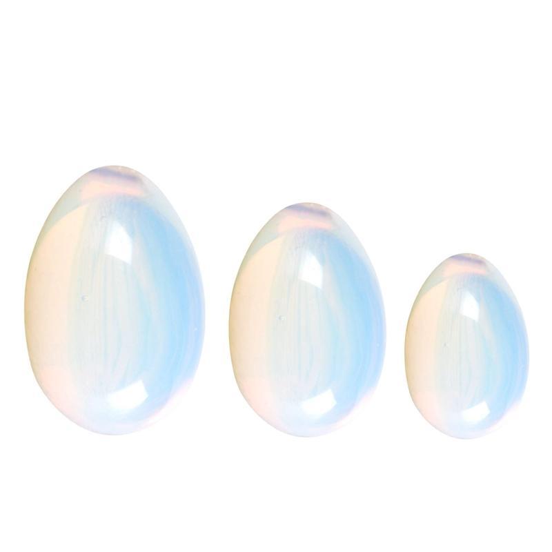 Drilled Polished Yoni Egg Set - Opalite, Sacred Feminine Health