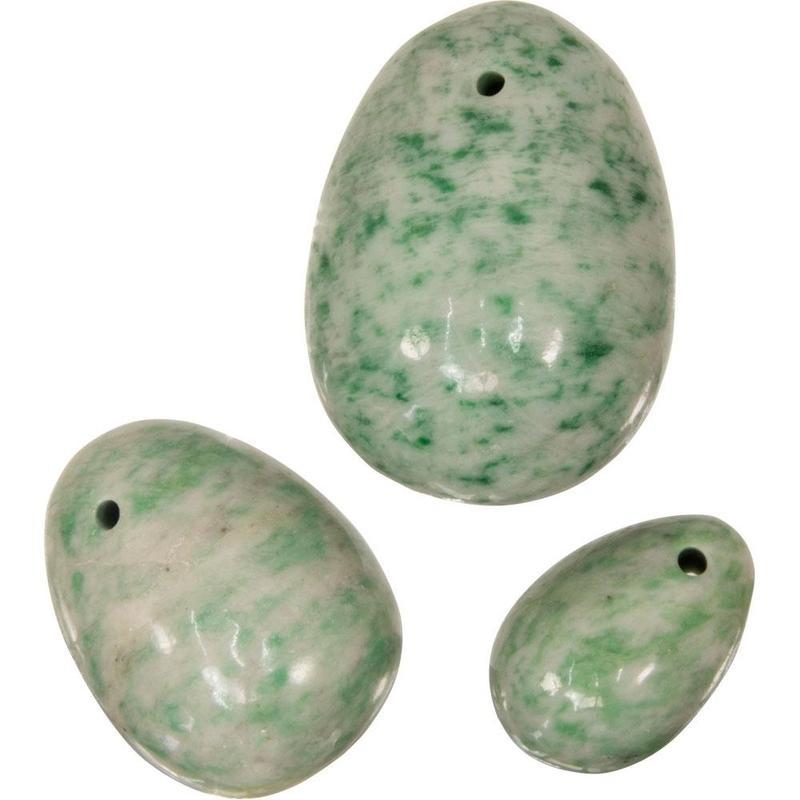 Drilled Polished Yoni Egg Set - Rich Jade Sacred Feminine Health