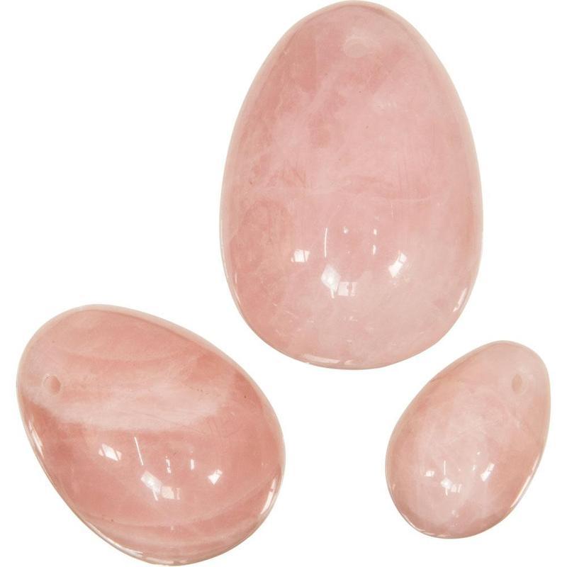 Drilled Polished Yoni Egg Set - Rose Quartz, Sacred Feminine Health