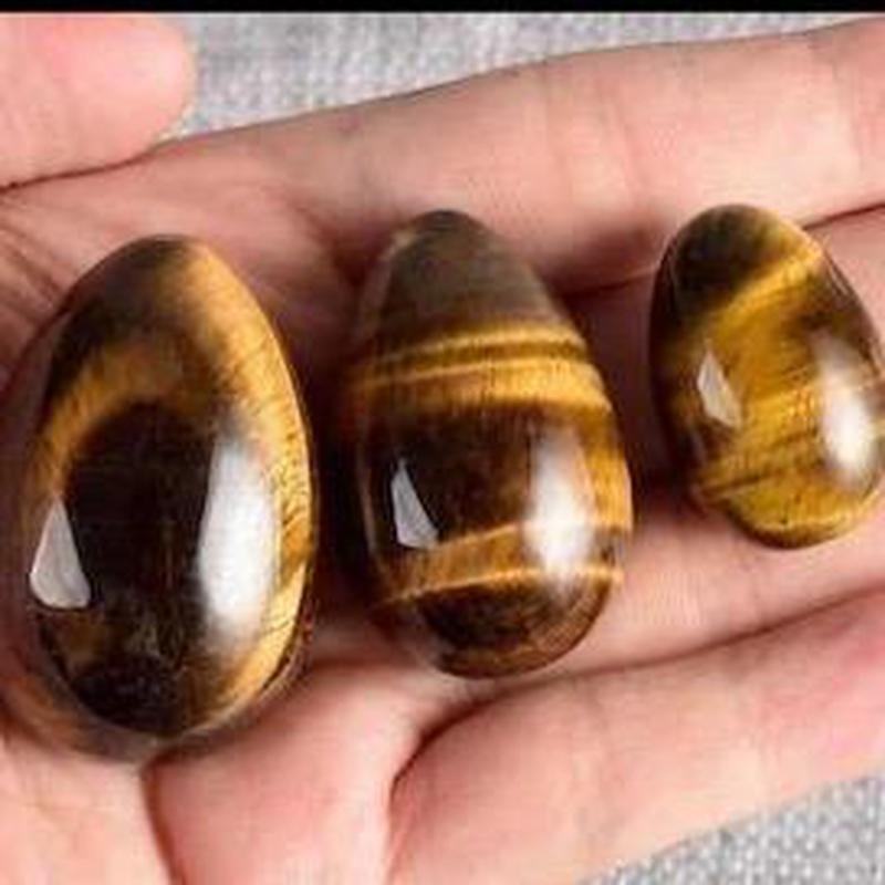 Drilled Polished Yoni Egg Set - Tiger's Eye, Sacred Feminine Health-Nature's Treasures