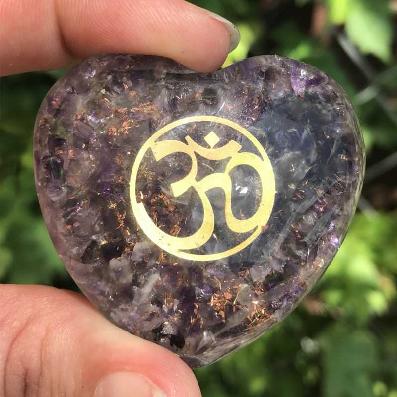 EMF Protection Orgonite Amethyst, Copper Flakes Heart || 45MM || OM-Nature's Treasures