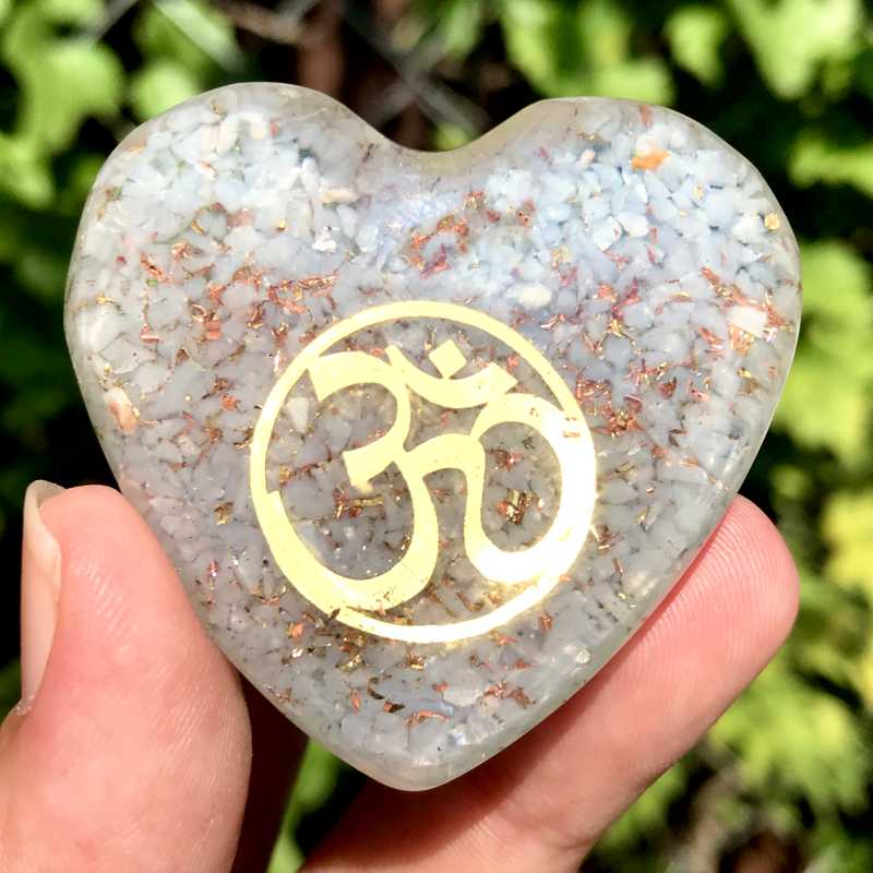 EMF Protection Orgonite Angelite, Copper Flakes Heart || 45MM || OM-Nature's Treasures