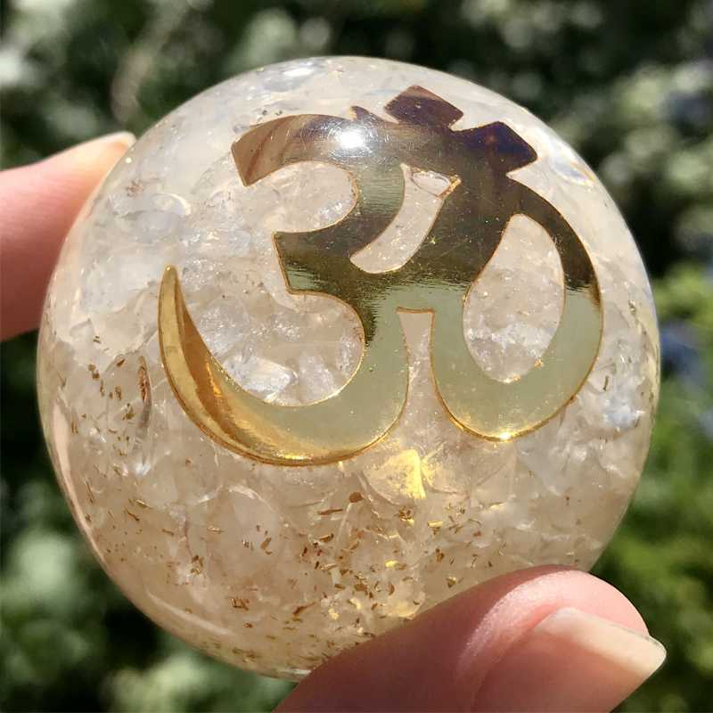 EMF Protection Orgonite Clear Quartz, Copper Flakes Sphere || 50MM || OM-Nature's Treasures
