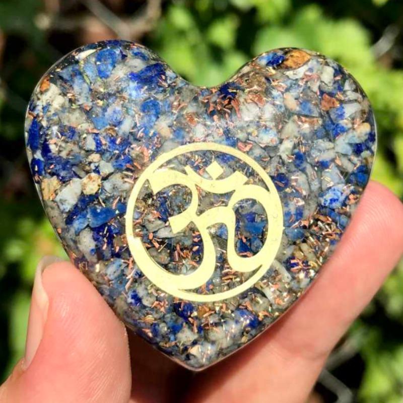 EMF Protection Orgonite Lapis Lazuli, Copper Flakes Heart || 45MM || OM-Nature's Treasures