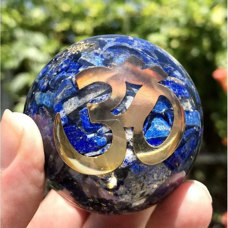 EMF Protection Orgonite Lapis Lazuli, Copper Flakes Sphere || 50MM || OM-Nature's Treasures