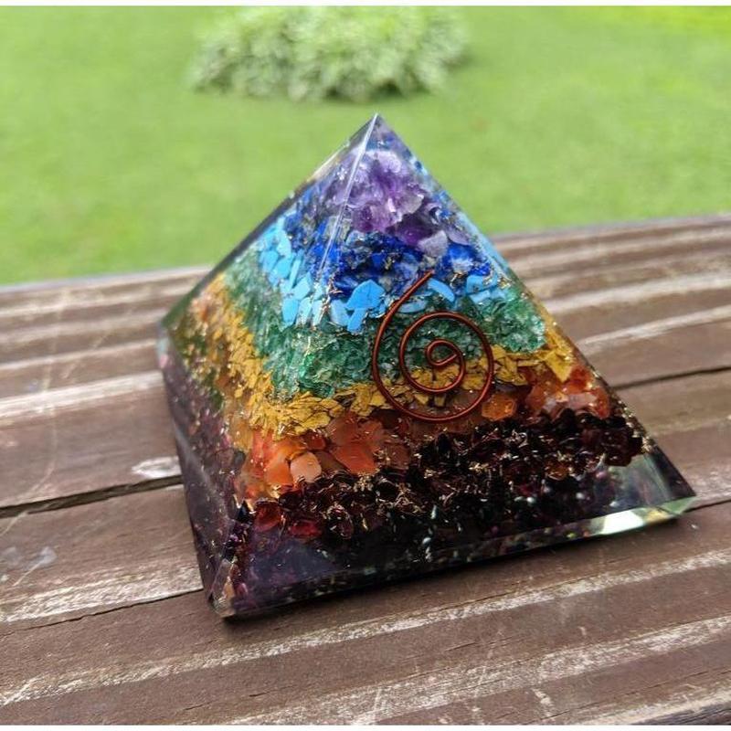 7 Chakra Crystal Healing Orgone Pendant With Copper Wire Orgonite