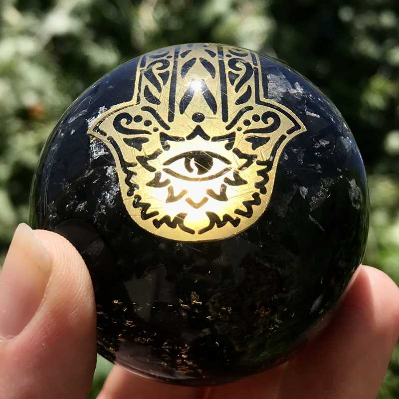 EMF Protection Orgonite Shungite, Copper Flakes Sphere || 50MM || Hamsa-Nature's Treasures