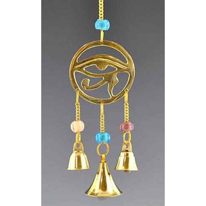 Egyptian Eye Of Horus Brass Wind Chime With Beads - 9'l-Nature's Treasures
