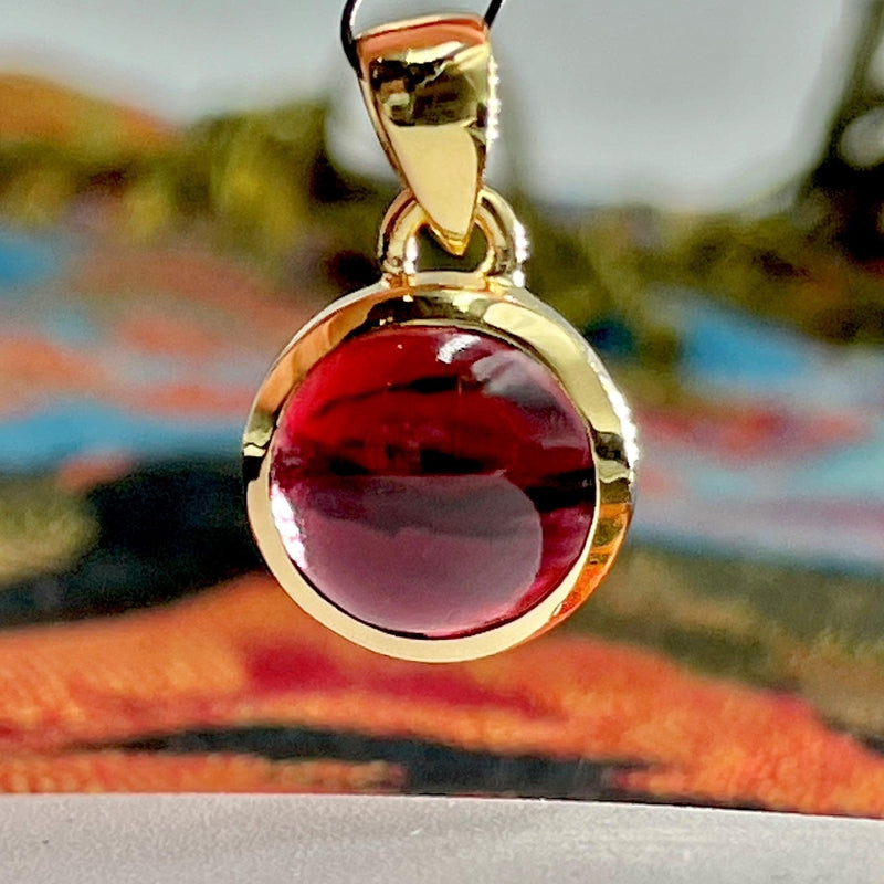 Emperor Red Garnet Gem Pendant || 14k Vermeil Gold-Nature's Treasures