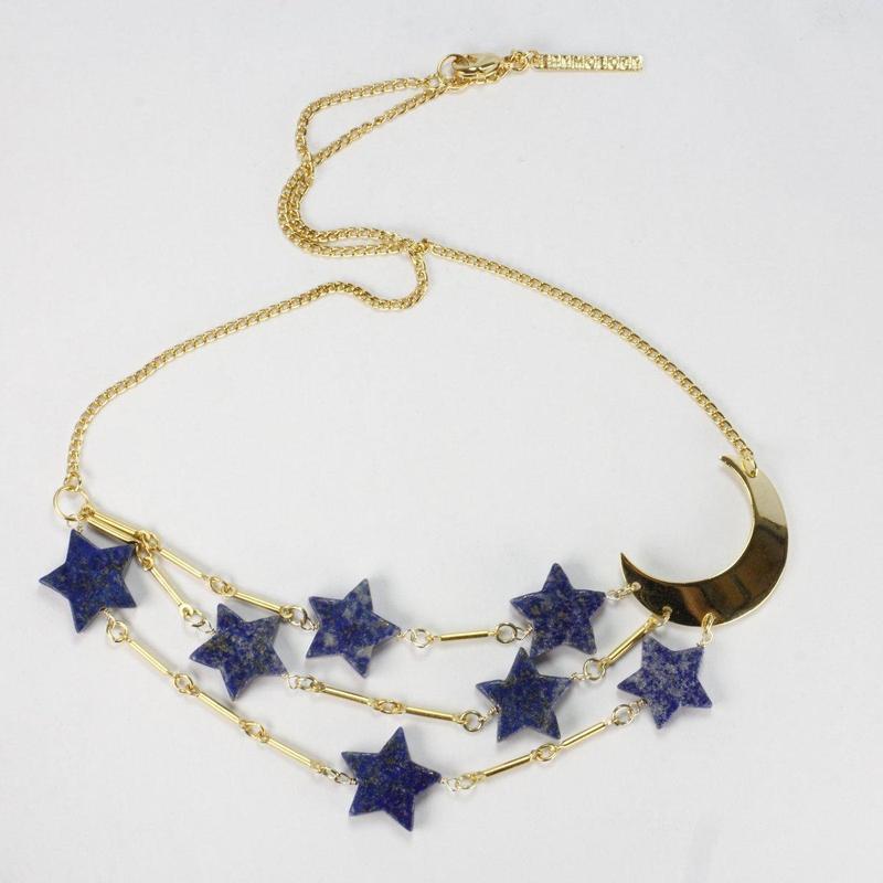 Etymology Jewelry - Lapis Lazuli Star Brass Necklace-Nature's Treasures