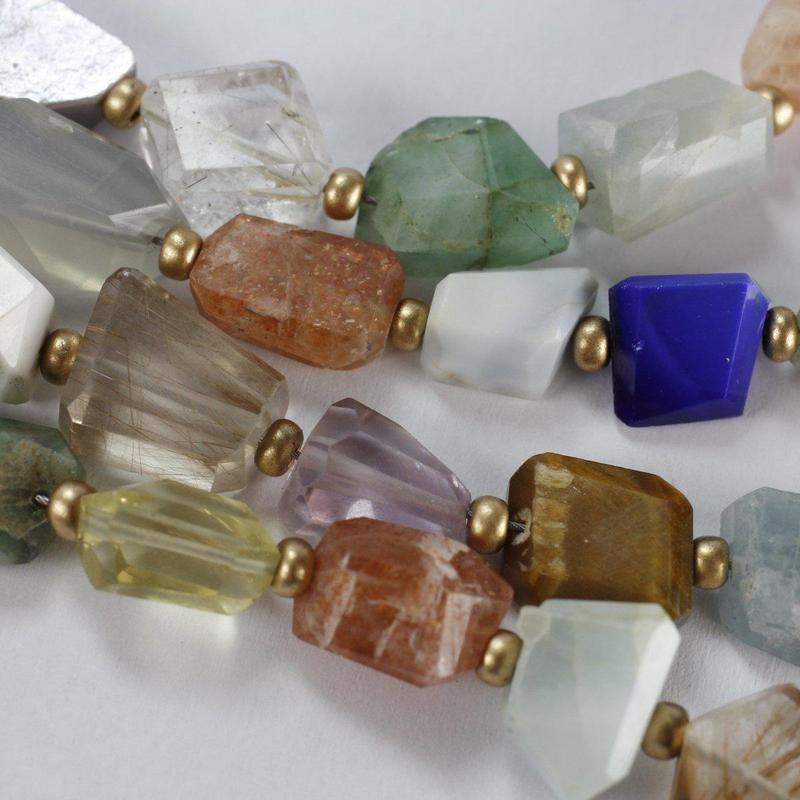 Etymology Jewelry - Multi-Gem Crystal Brass Necklace Set-Nature's Treasures